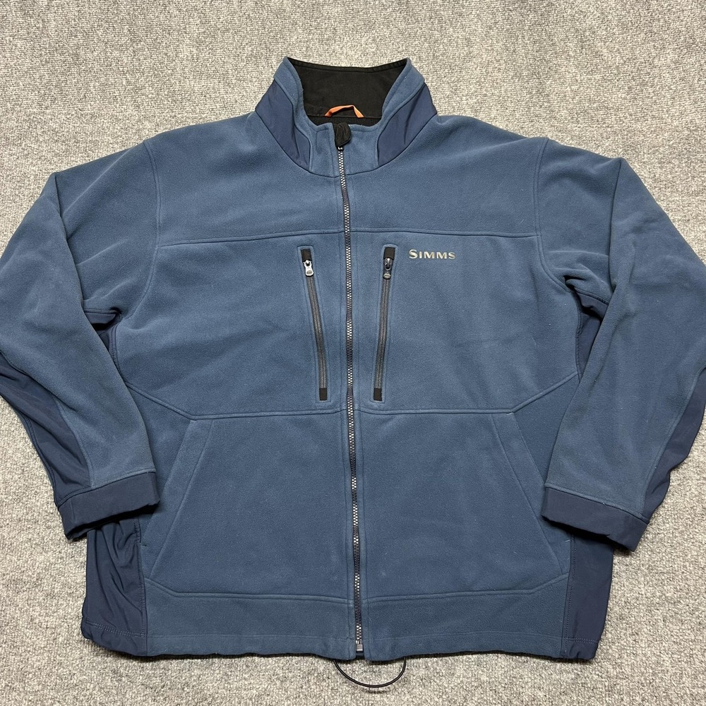 Simms Jacket Mens 2XL Blue Fleece Softshell Windstopper Zip Thermal Fishing